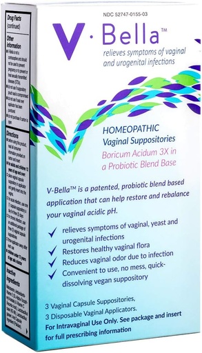 [BRSWY2YEAANQMHQV] V-Bella Boric Acid + Probiotic Based Vaginal Suppositories- a More Natural Way to Refresh, Balance & Relieve Symptoms of Yeast, Bacterial (BV) & Urogenital infections, Reduce Itchiness & Odor