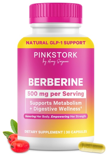 [BRSRAHA5CANRMYDU] Pink Stork Berberine 500 mg - Daily AMPK Metabolic Activator - 500 mg Metabolism + Gut Health Support for Women - Third-Party Tested - Vegan - Non-GMO - 30 Capsules