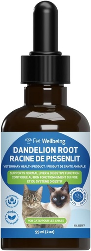 [BRSWGYYKBB6BMFAU] Pet Wellbeing Dandelion Root voor katten - Lever en hart gezondheid, spijsverteringsfunctie, bloedsuiker ondersteuning, Certified Organic - Veterinair-geformuleerd kruidensupplement 2 oz (59 ml)