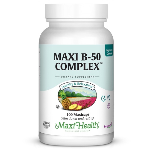 [BRSWIYAKCUOQY332] Maxi Health Vitamin B Complex – High Potency B Complex Vitamins B-50 with B1, B2, B3, B6, B12, Biotin & Folate – Support Cellular Energy & Mental Clarity – Kosher – 100 Capsules