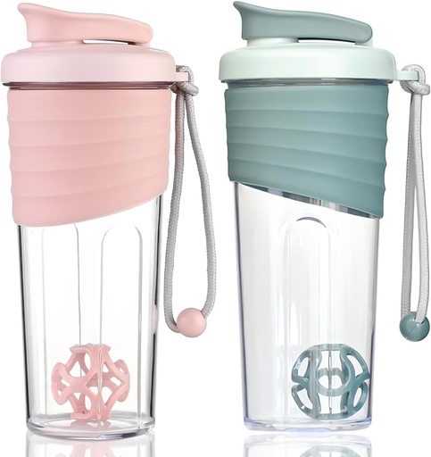 [BRSRAFAQAQPQOALZ] Shaker Bottle for Protein Mixes，24 oz (2 Pack),Protein Shaker Bottles with Whisk Ball, Mixer Bottle, Protein Bottle,Portable Pre Workout Whey Protein Drink Shaker Cup，Pink，Teal
