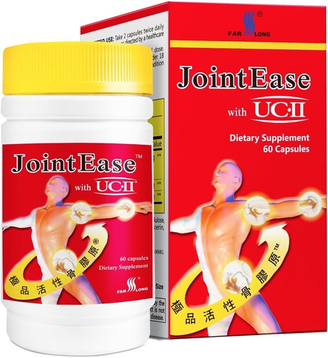 [BRSWICA2AJ6WIHDI] FARLONG JointEase with UC- II, Undenatured Type II Collagen, Glukozamina Hydrochloride, Chondroitin Siarczan, Joint Dietary Supplement Agreement 124; 60 Kapsułki