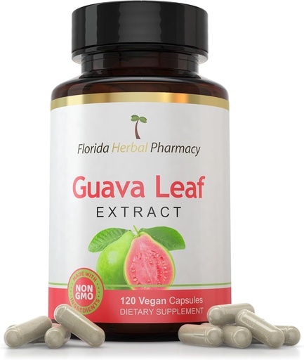[BRSW2FDRCR6AAGYY] Florida Herbal Pharmacy, Guava Leaf Extract Supplement Capsules 10:1 (120 Capsules) 500 mg per Capsule, 1000 mg Serving