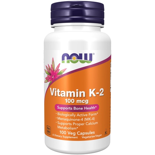 [BRSWIY32AYBWCCDA] NOW Foods Supplements, Vitamin K-2 100 mcg, Menaquinone-4 (MK-4), Supports Bone Health*, 100 Veg Capsules