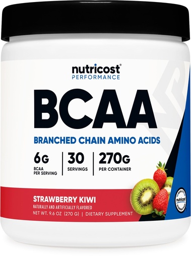 [BRSWGGADBENBQAA7] Nutricost BCAA Powder (Strawberry Kiwi, 30 Servings) - Optimal 2:1:1 Ratio