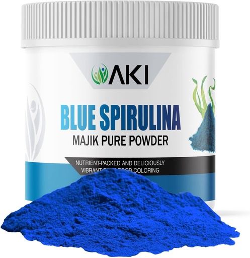 [BRSROYA7CQIRYFA6] AKI E18 Grade Blue Spirulina Powder Pack – Ultra Concentrated Phycocyanin Superfood – Deep Blue, Vegan & Non-GMO – Ideal for Smoothies, Ice Cream, Yogurt or Pastries – 2oz/57g
