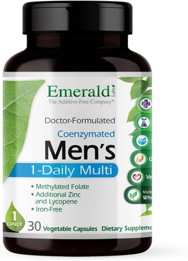 [BRSWIEIBBACR42T6] EMERALD LABS Men's 1 Daily Multi - Additive-Free Men's Multivitamin - Incluye Lycopene, Zinc, Vitamina D3, &amp; Más - Supports Bones, Prostate & Vision* - 30 Vegetable Capsules