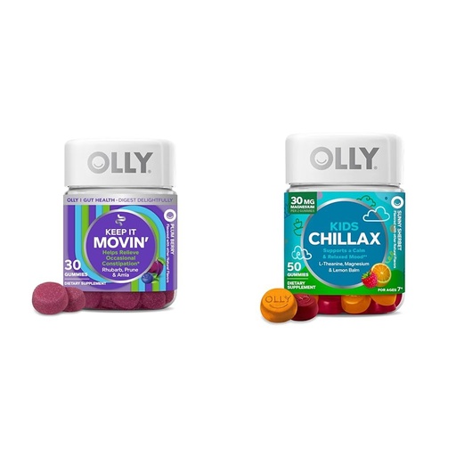 [BRSRAY33PMPBMCLX] OLLY Constipation Relief Gummies 30ct + Chillax Kids Calm Chews 50ct
