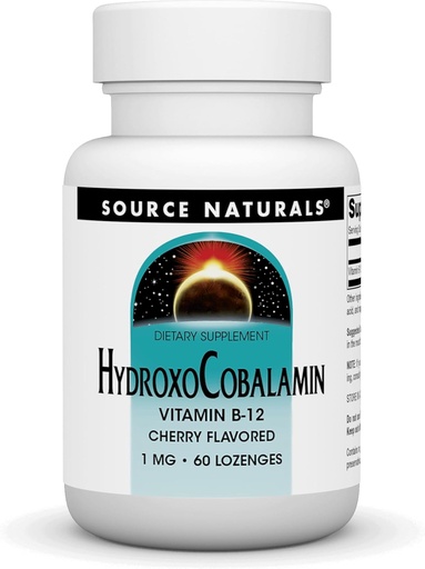 [BRSWKEAGCQDAAHDM] Source Naturals HydroxoCobalamin, Vitamin B-12, 1 mg - 60 Cherry Flavored Lozenges