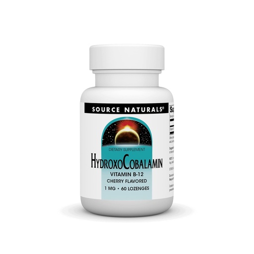 [BRSWKEAGCQDAAHDM] Source Naturals, Vegan HydroxoCobalamin - 1 mg - 60 Lozenges | Vitamin B-12 | Cherry Flavored