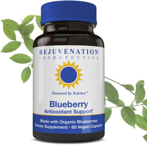 [BRSRMAQPO4MAGDT4] Rejuvenation Therapeutics Organic Blueberry Extract - Powerful Antioxidant for Brain Health Support - Vegan, Gluten-Free, No Rice, No Silica (60 Vegan Capsules, 350mg)