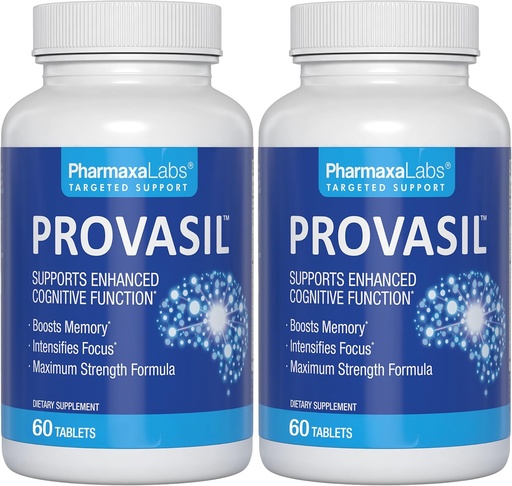 [BRSRAHT6BUIAEYIV] Provasil Brain Supplement for Memory, Focus, Mood & Concentration | Ginko Leaf Flavonoids, Bacopa Monnieri & Biotin | Improve Mental Performance, Attention & Cognitive Health (Pack of 2)