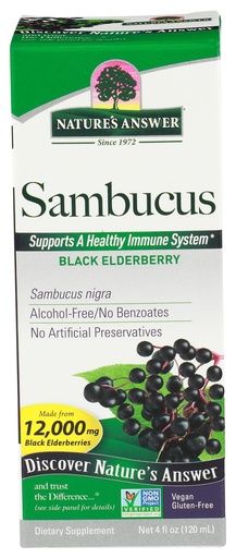 [BRSWIYT6AANBOED6] Nature's Answer Sambucus Dietary Supplement, Original For Daily Immune and Antioxidant Support | Made in the USA | Alcohol-Free, Gluten-Free & Vegan 4oz