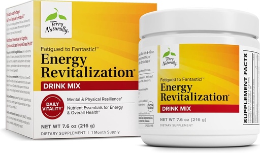 [BRSRAHAFA4PQ4H37] Terry Naturally Fatigued to Fantastic Energy Revitalization - Drink Mix for Energy with L-Tyrosine, Vitamins A, D3, E & B - Supports Heart Health - 7.6 oz (30 Servings)