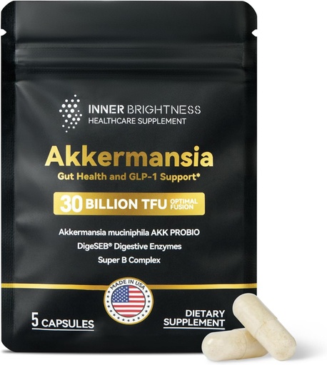 [BRSRAAQYBYIBSFI7] Akkkermansia Probiotikoa, GLP-1 osagarria Gut Health & Digestio, DigeSEB Digestive Enzymes & bitamina B konplexua - 30 mila milioi TFU, Hirugarren zatia probatua, 5 kapsula