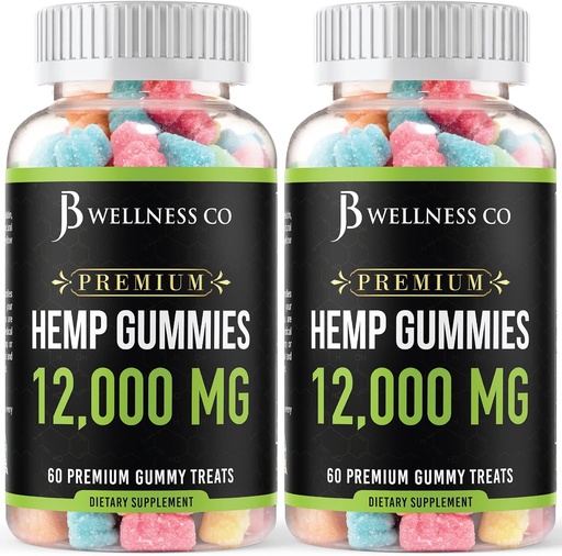 [BRSW2ED2OAFQ2ETV] [2-Pack] – Hemp Gummies Premium 12,000 – Inflammation – Vitamins & Omega 3,6,9 – Made in The USA (120 Count) – [2-Pack]