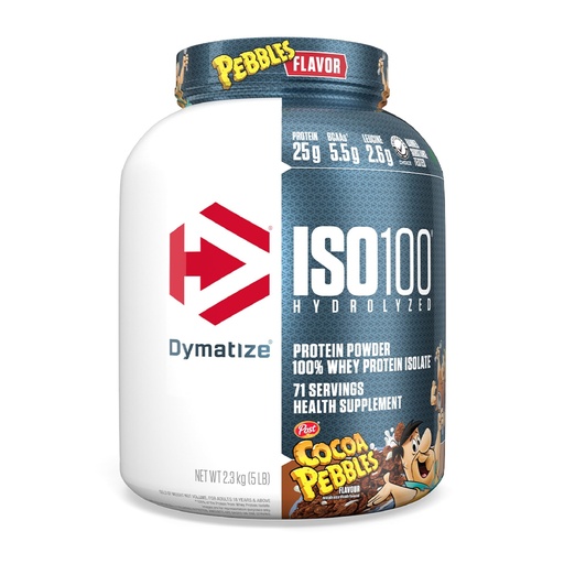 [BRSWYZ34AECWEYDU] Dymatize x Cocoa Pebbles ISO100 Whey Protein Powder Isolate, 25g of Protein, 5.5g BCAAs, 120 Cal., Gluten Free, 1g Fat, 1g Sugar, 2g Carb (71 Servings)