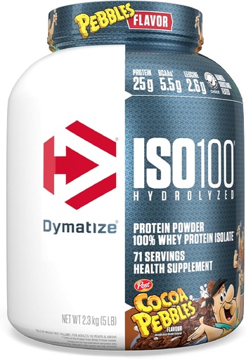 [BRSWYZ34AECWEYDU] Dymatize x Cocoa Pebbles ISO100 Whey Protein Powder Isote, 25g de Protetin, 5, 5g BCAAs, 120 Cal. Guten Free, 1g Fat, 1g Sugar, 2g Carb (71 Servings)