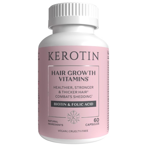 [BRSWGYAHOACWKADL] Kerotin Hair Growth Vitamins, Biotin Supplement, DHT Blocker, Collagen Stimulator, for Hair Loss Support, Nail & Skin Care, Includes Saw Palmetto, Vitamin D3 & More - 60 Pills (1 Month Supply)