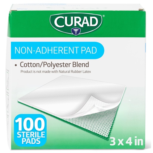 [BRSWIZYMAFYAOH3E] CURAD Sterile Non-Adherent Dressing Pads, 3" x 4", 100 Count