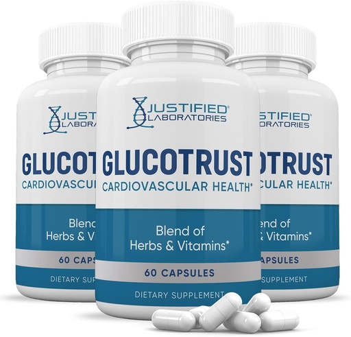 [BRSW2BAEC4HRG3DV] Justified Laboratories (3 Pack Glucotrust Advanced Formula Supplement Pills 180 Capsules