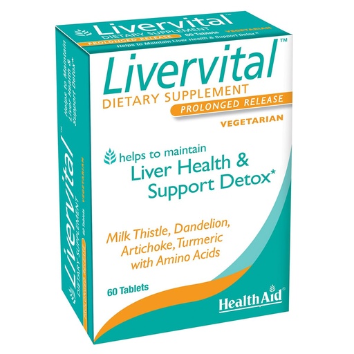 [BRSWIYIOCEARS2LG] HealthAid LiverVital – Once-Daily Herbal Liver Support with Milk Thistle, Dandelion, Turmeric & Artichoke Plus Methionine, Choline & Inositol | Vegetarian, 60 Tablets