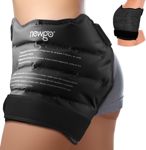 [BRSRAFAOCJ7QO2TU] NEWGO Ice Pack for Hip Replacement Surgery, Gel Cold Pack Hip Ice Wrap for Hip Bursitis, Sciatica, Flexor Pain, Inflammation, Swelling - Black
