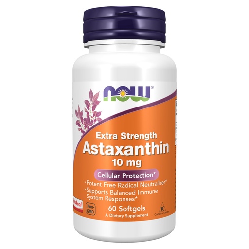 [BRSWIZ3RAIFWIGD4] NOW Foods Supplements, Astaxanthin 10mg, Extra Strength,derived from Non-GMO Haematococcus Pluvialis Microalgae and has naturally occurring Lutein, Canthaxanthin and Beta-Carotene, 60 Softgels
