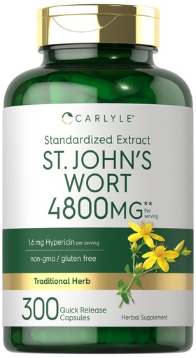 [BRSW2BDYCIFRQGTJ] Carlyle St John's Wort Capsules | 300 Count | Non-GMO & Gluten Free Supplement | Standardized Extract