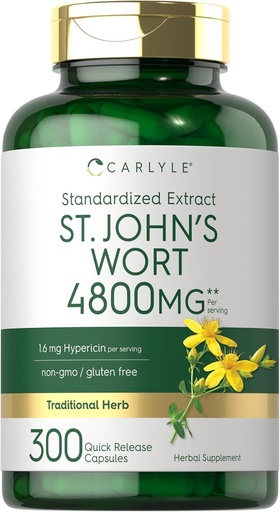 [BRSW2BDYCIFRQGTJ] Carlyle St John's Wort Capsules Silencio 4800mg Silencio 300 Conde Silencio No GMO &amp; Gluten Suplemento gratuito Silencio Standardized Extract