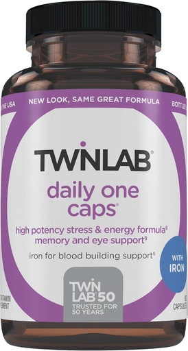 [BRSWIYT3O55BEFDU] Twinlab Daily One Caps with Iron - Nutritional Supplement with Iron, Zinc, B Vitamins, and More - 60 Capsules