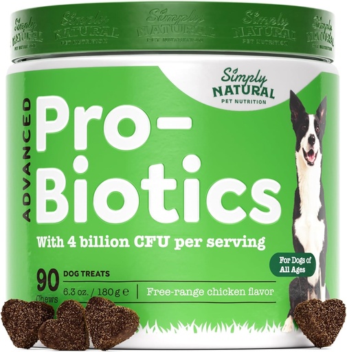[BRSW2BD6DMOWAYDG] Probiotics for Dogs with 4 Billion CFU, 90 Probiotic Dog Chews for All Breeds - Helps to Prevent Diarrhea, Improve Gut Health and Digestive System