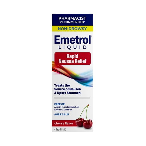 [BRSWIY3YOEGQG2DG] Emetrol Non-Drowsy Nausea Relief - Liquid Medicine for Upset Stomach Relief - Pharmacist Recommended Nausea Medicine - Cherry Flavor - 4fl oz | Treats Nausea, Upset Stomach, Rapid Relief, Free from Aspirin, Acetaminophen, Alcohol, and Caffeine, Ages 2 and Up