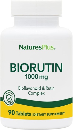 [BRSWKHDZOMOAYCY2] Natures Plus Biorutin 1000 mg - 90 Tablets - Bioflavonoid & Rutin Complex - Supports Vascular Function & Circulation - Vegetarian, Gluten Free - 90 Servings