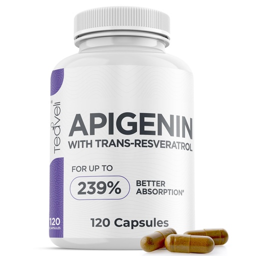[BRSRMAY3PMORG33D] Advanced Apigenin Supplement with Resveratrol for Superior Bioavailability– 50mg Apigenin for Sleep Support Without Melatonin- Complements Magnesium Threonate, L Theanine- 120 Capsules, Vegan Friendly