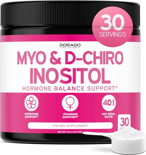 [BRSRAFT7OEIW2G3O] Myo-Inositol & D-Chiro Inositol Supplement Powder (2050mg Per Serving Ideal 40:1 Ratio Myo Inositol, 30 Day Supply) For Hormone Balance for Women & Ovarian Health - Third Party Tested, Vegan & USA Made