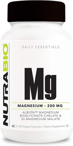 [BRSWGZITDN5RYEL4] NutraBio Magnesio Supplemento, Magnesio Glycinate per il sonno, Biglycinate, D-Magnesium Malate, Muscle & Nerve Support, per gli uomini e le donne, 120 capsule vegetali