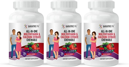 [BRSRMYYFB4AQ4CY6] BariatricPal "All-in-ONE Chewable Multivitamin with Calcium Citrate & Iron - Bacca mista (90-Day Supply)