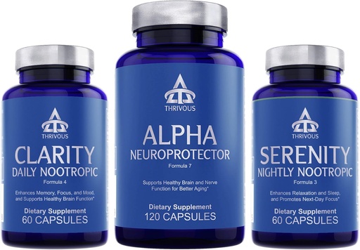 [BRSWYFQCOUNQO2DF] Thrivous Nootropic Stack – Complete Day & Night Brain Support Bundle – 240 Vegan Capsules