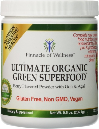 [BRSWKYQKAADGCAA7] Ultimate Organic Green Superfood Powder - Berry Flavor - 30 Servings 9.5oz (266.1g)