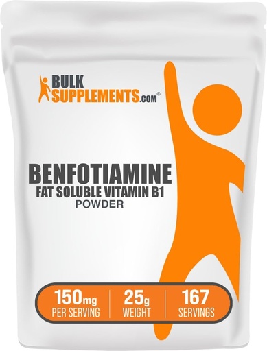 [BRSWGY3QC57RMGTL] BulkSupplements.com Benfotiamin pulver -vitamin B1 Benfotiamin Supplement, fett løselig B1 vitamin - Glutenfri, 150 mg per servering, 25g (0,88 oz) (Pack of 1)