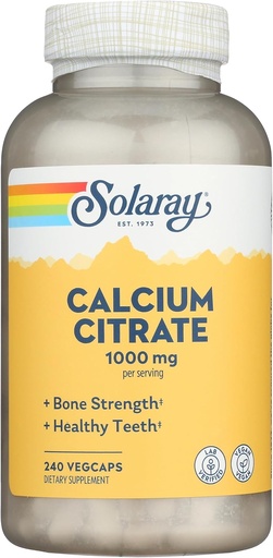 [BRSWIYYKBYPGE2QZ] Solaray Calcium Citrate, 240 Caps, 0.75 Bottle
