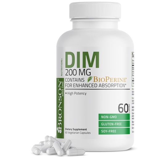[BRSWYYALAV4GOGQ7] Bronson DIM 200 MG Supplement Diindolymethane with BioPerine for Enhanced Absorption, Estrogen Metabolism & Maintains Balanced Hormone Levels, 60 Vegetarian Capsules
