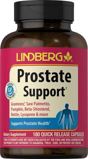 [BRSWICYYAUNWY3A5] Lindberg Prostate добавки для чоловіків 180 капсули з пилою Palmetto, Lycopene, Beta Sitosterol, Pumpkin Seed Extract не-GMO, клейковини безкоштовно