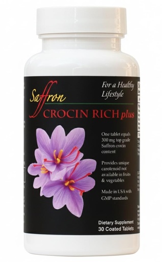 [BRSROHYKA4PBO2A6] Crocin Rich Plus High-Potency Brain Supplement 25mg High-Purity Crocin (Key Active Saffron Compound) with 7 Antioxidants | Memory, Focus, Mood, Sleep, Mobility & Healthy Aging Support | 30 Tablets