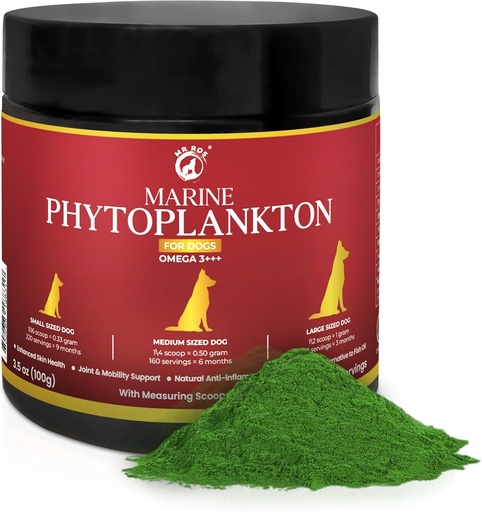 [BRSWGZYEBYBAA2TD] Marine Phytoplankton Powder for Dogs – Omega-3 EPA, Vitamins & Antioxidants, Zinc & Minerals – Itchy Skin, Coat & Immune Support Supplement – Pure Microalgae (3.5 oz / 100 g).