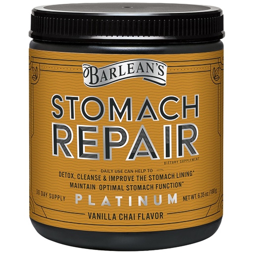[BRSWKHDYOF7BMETC] Barlean's Stomach Repair Gut Health Powder Supplement, Fiber and Digestive Support Supplements Blend for Detox and Cleanse, Vanilla Chai Drink Mix, 6.35 oz