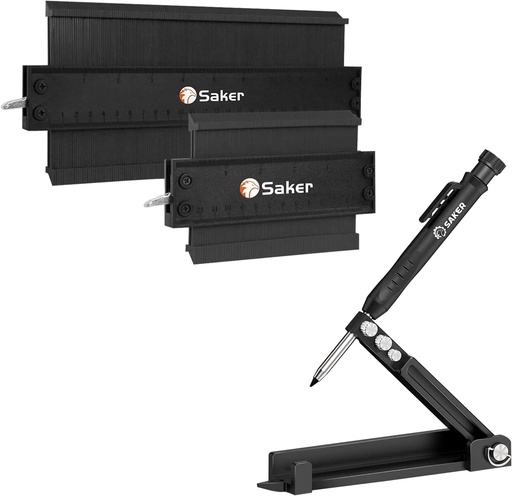 [BRSW2CYQOB5GYCI3] Saker Multi-function Scribing Tool&Saker Contour Duplication Gauge(10 Inch+5 Inch) (BLACK)