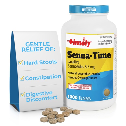 [BRSWIYY4CQOR63IZ] Timely Senna Time Laxative - 1000 Count Tablets - Natural Vegetable Based Laxatives for Constipation Relief, Gentle Overnight Relief and Stool Softener