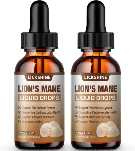 [BRSRAYIYO57AEHT3] 2 paquets Lions Maneid Mshush cau per a la memòria, Focus a & Clarity - Brain Booster - Lions Mane Tincure for Natural Immunene Support, Vegan, Organica, 2 Oz